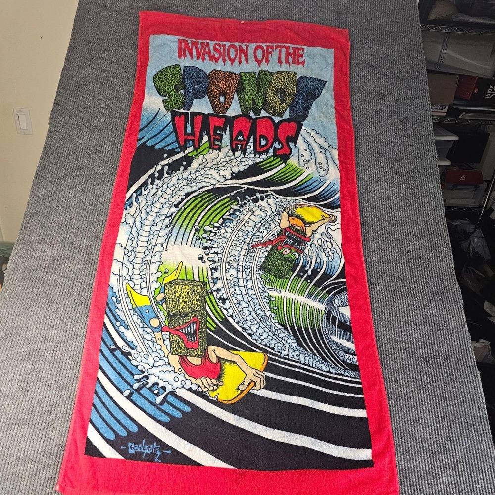 Seven Seas Sponge Heads Beach Towel 30x60 Surf Graphic Cotton Bath Pool